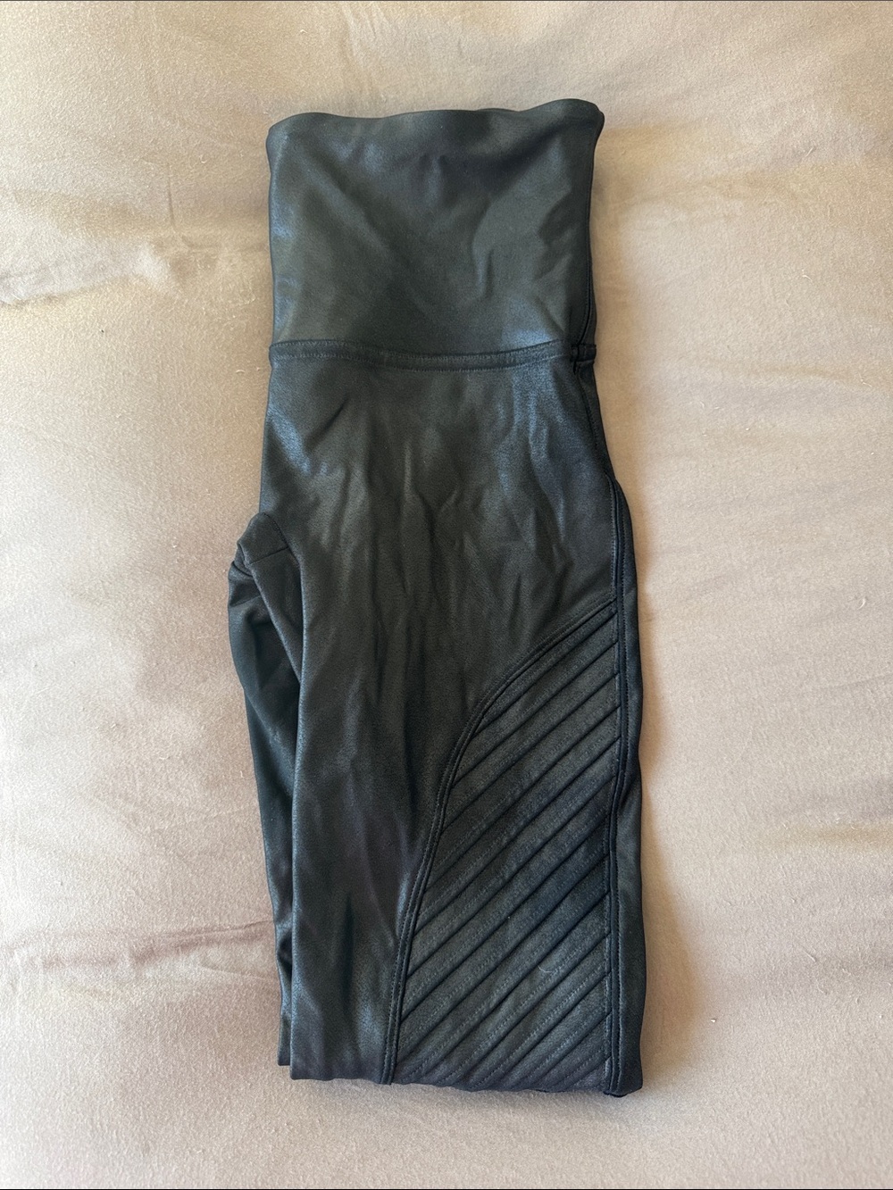 SPANX Faux Leather Black Moto Leggings